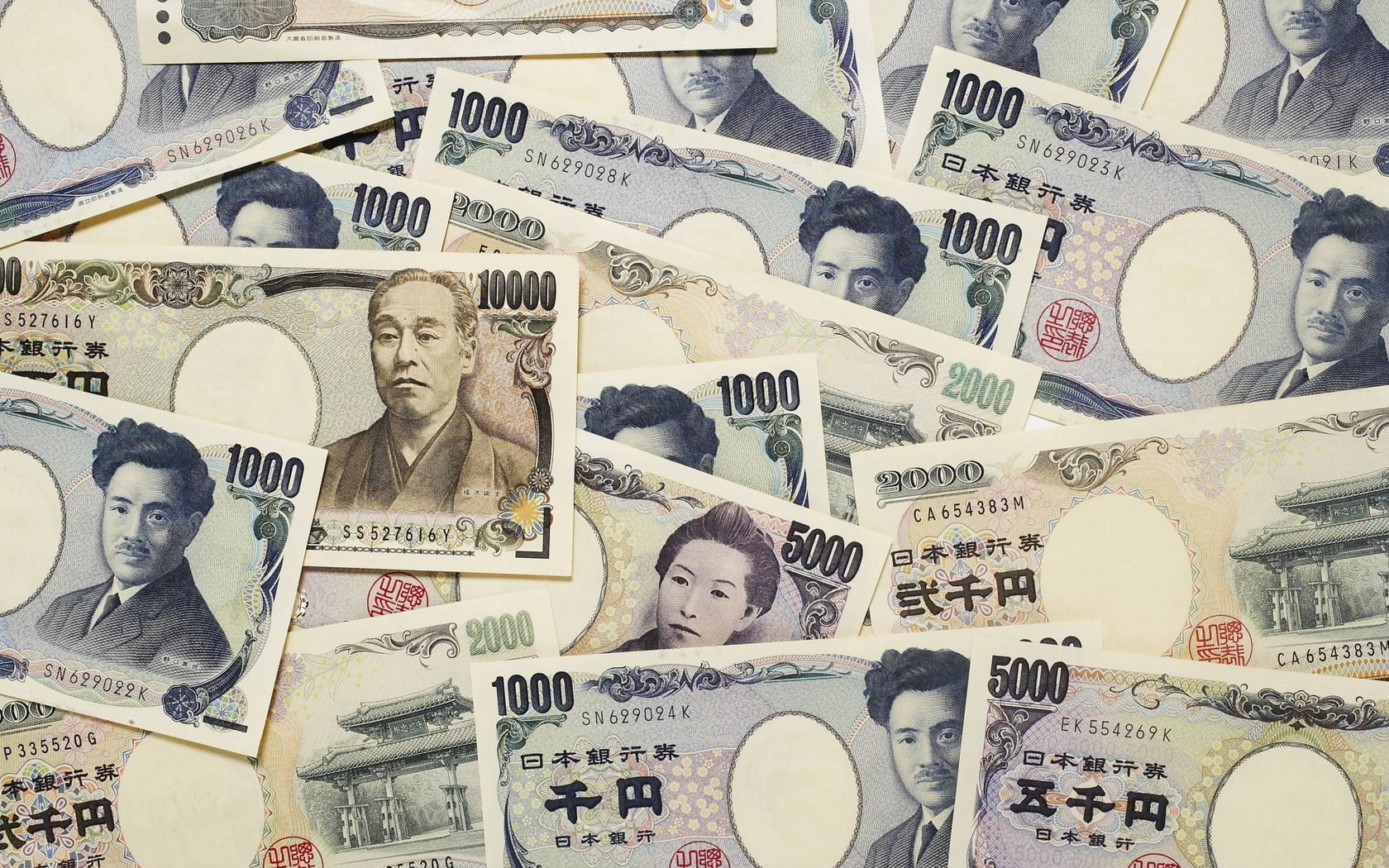 Notas de dinheiro do Japão