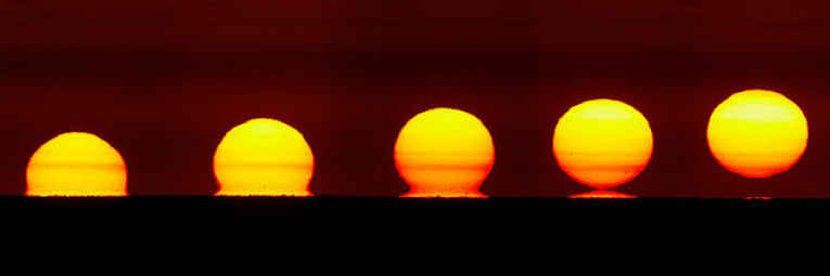 Estágios do nascer do sol ômega