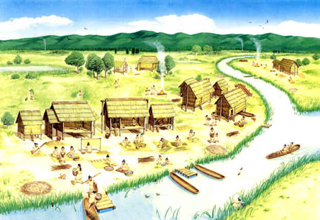 Ilustração de assentamento Jomon