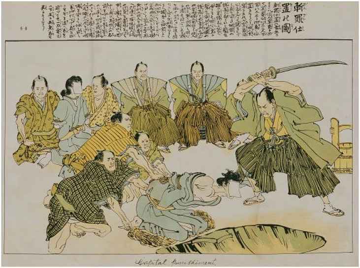 Ilustração de pena de morte do período Edo